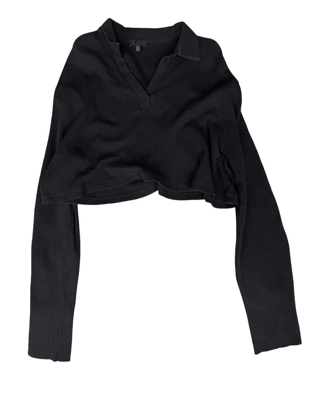 The Range NYC Black Cropped Collared Long-Sleeve Top - Women